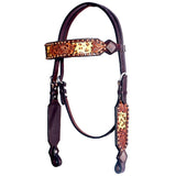 Bar H Equine American Leather Horse Saddle Tack One Ear Headstall | Breast Collar | Browband Headstall | Wither Strap | Tack Set BER238