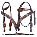 Bar H Equine American Leather Horse Saddle Tack One Ear Headstall | Breast Collar | Browband Headstall | Wither Strap | Tack Set BER240