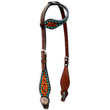 Bar H Equine Genuine Western American Leather Horse Premium Headstall & Breast Collar Set