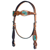 Bar H Equine Genuine Western American Leather Horse Premium Headstall & Breast Collar Set