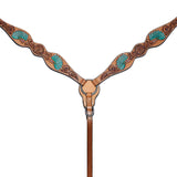 Bar H Equine Genuine Western American Leather Horse Premium Headstall & Breast Collar Set