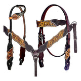 BAR H EQUINE Western Leather Horse Premium Headstall & Breast Collar Set