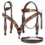 Bar H Equine American Leather Horse Saddle Tack One Ear Headstall | Breast Collar | Browband Headstall | Wither Strap | Tack Set BER249