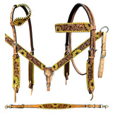 Bar H Equine American Leather Horse Saddle Tack One Ear Headstall | Breast Collar | Browband Headstall | Spur Straps | Wither Strap | Tack Set BER255