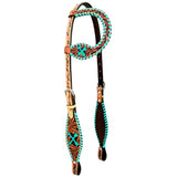 Bar H Equine American Leather Horse Saddle Tack One Ear Headstall | Breast Collar | Browband Headstall | Spur Straps | Wither Strap | Tack Set BER258