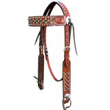 Bar H Equine American Leather Horse Saddle Tack One Ear Headstall | Breast Collar | Browband Headstall | Wither Strap | Tack Set BER259