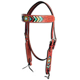 Bar H Equine American Leather Horse Saddle Tack One Ear Headstall | Breast Collar | Browband Headstall | Wither Strap | Tack Set BER262