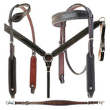 Bar H Equine American Leather Horse Saddle Tack One Ear Headstall | Breast Collar Browband Wither Strap Set BER266