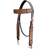 Bar H Equine Genuine Western American Leather Horse Premium Headstall & Breast Collar Set