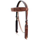 Bar H Equine American Leather Horse Saddle Tack One Ear Headstall | Breast Collar | Browband Headstall | Wither Strap | Tack Set BER269