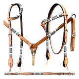 Bar H Equine American Leather Horse Saddle Tack One Ear Headstall | Breast Collar | Browband Headstall | Spur Straps | Wither Strap | Tack Set BER272