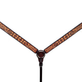 Bar H Equine Genuine Western American Leather Horse Premium Headstall & Breast Collar Set