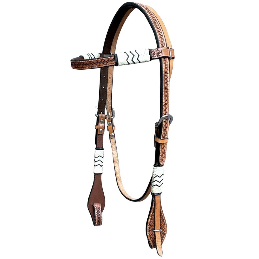 Bar H Equine American Leather Horse Saddle Tack One Ear Headstall | Breast Collar Browband Wither Strap Set BER279