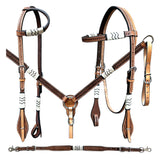 Bar H Equine American Leather Horse Saddle Tack One Ear Headstall | Breast Collar | Browband Headstall | Wither Strap | Tack Set BER279