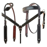 Bar H Equine Genuine Western American Leather Horse Premium Headstall & Breast Collar Set