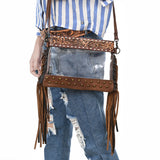 American Darling Clear Bag Hand Tooled Genuine Leather Women Bag Western Handbag Purse