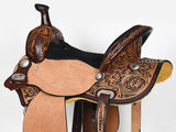 COMFYTACK Western Horse Barrel Racing American Leather Saddle Floral Carved & Tack Set Dark Brown