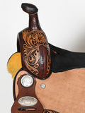 COMFYTACK Western Horse Barrel Racing American Leather Saddle Floral Carved & Tack Set Dark Brown