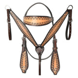 COMFYTACK Western Horse Barrel Racing American Leather Saddle Floral Carved & Tack Set Dark Brown