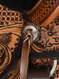 COMFYTACK Western Horse Barrel Racing American Leather Saddle Floral Carved & Tack Set Dark Brown