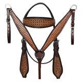 COMFYTACK Western Horse Barrel Racing American Leather Saddle Floral Carved & Tack Set Dark Brown