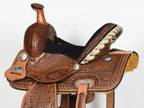 COMFYTACK Western Horse Barrel Racing American Leather Saddle Floral Carved & Tack Set Brown