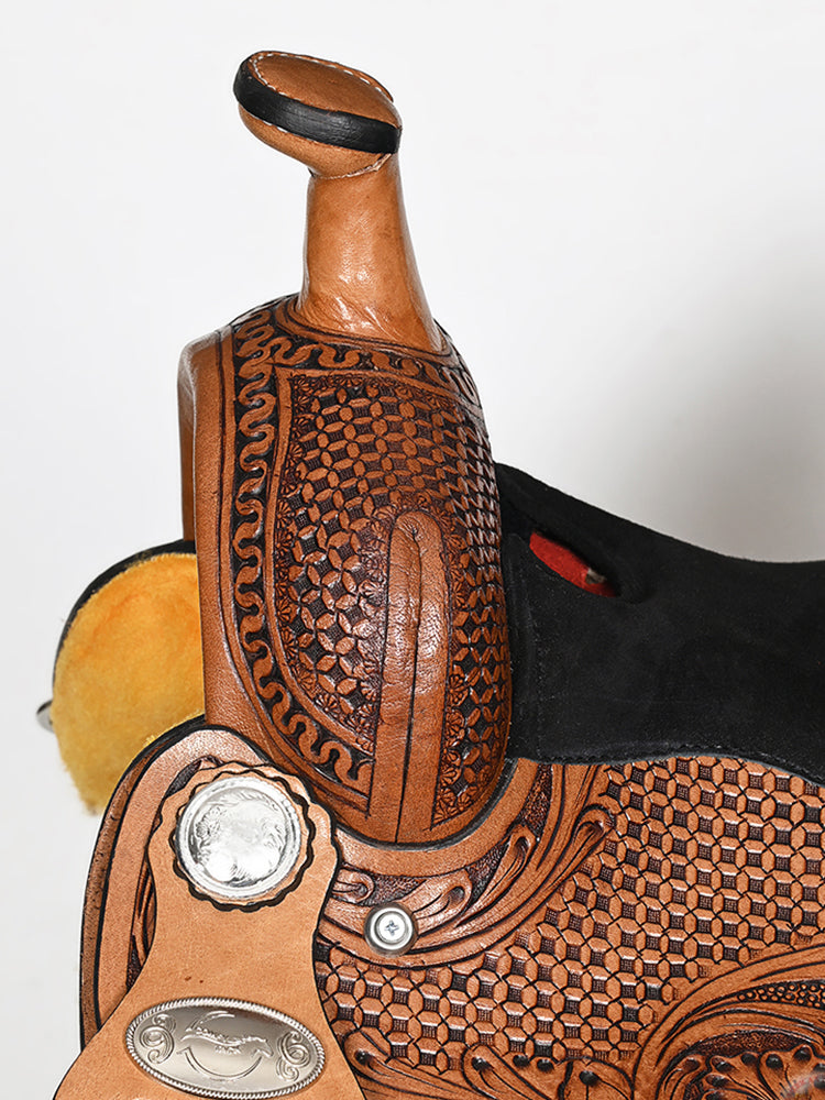 Comfytack Brown Western Kids Youth Children Miniature Pony Saddle Leather Trail Tack Set | Hand Tooled Saddle | Western Saddle | Saddle for Horses | Horse Tack Set