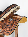 COMFYTACK Western Horse Barrel Racing American Leather Saddle Floral Carved & Tack Set Brown