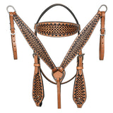 COMFYTACK Western Horse Barrel Racing American Leather Saddle Floral Carved & Tack Set Brown