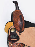 COMFYTACK Western Horse Barrel Racing American Leather Saddle Floral Carved & Tack Set Dark Brown