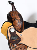 COMFYTACK Western Horse Barrel Racing American Leather Saddle Floral Carved & Tack Set Dark Brown