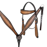 COMFYTACK Western Horse Barrel Racing American Leather Saddle Floral Carved & Tack Set Dark Brown