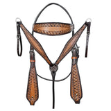 COMFYTACK Western Horse Barrel Racing American Leather Saddle Floral Carved & Tack Set Dark Brown