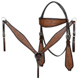 COMFYTACK Western Horse Barrel Racing American Leather Saddle Floral Carved & Tack Set Dark Brown