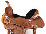 COMFYTACK Western Horse Barrel Racing American Leather Saddle Floral Carved & Tack Set Brown