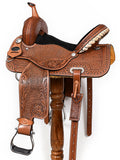 COMFYTACK Western Horse Barrel Racing American Leather Saddle Floral Carved & Tack Set Brown