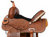 COMFYTACK Western Horse Barrel Racing American Leather Saddle Floral Carved & Tack Set Brown