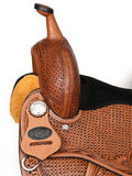 COMFYTACK Western Horse Barrel Racing American Leather Saddle Floral Carved & Tack Set Brown