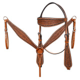 COMFYTACK Western Horse Barrel Racing American Leather Saddle Floral Carved & Tack Set Brown