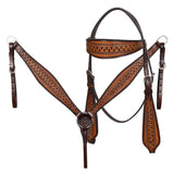 Comfytack Western Horse Barrel Racing Trail Pleasure  American Leather Saddle Tack Set With Reins Brown