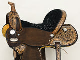 COMFYTACK Western Horse Barrel Racing Trail Pleasure American Leather Saddle With Tack Set Brown