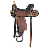COMFYTACK Western Horse Barrel Racing Trail Pleasure American Leather Saddle With Tack Set Brown