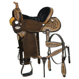 COMFYTACK Western Horse Barrel Racing Trail Pleasure American Leather Saddle With Tack Set Brown