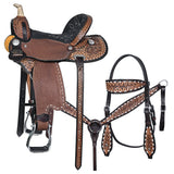 COMFYTACK Western Horse Barrel Racing Trail Pleasure American Leather Saddle With Tack Set Brown - Uhorse