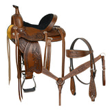 COMFYTACK Western Horse Barrel Racing Trail Pleasure American Leather Saddle With Tack Set Brown