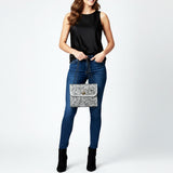 American Darling Hand-Tooled Leather Small Cross Body Bag with Floral Carving, Genuine Leather Build, Chain Strap & Well-Compartmentalized Interior