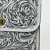 American Darling Hand-Tooled Leather Small Cross Body Bag with Floral Carving, Genuine Leather Build, Chain Strap & Well-Compartmentalized Interior