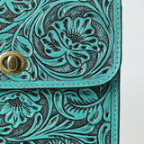 American Darling Hand-Tooled Leather Small Cross Body Bag with Floral Carving, Genuine Leather Build, Chain Strap & Well-Compartmentalized Interior