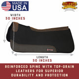 HILASON Western Wool Felt Horse Saddle Pad W/ Distressed Wear Leather Made in USA | for Horses