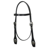 Hilason Western Horse Genuine Leather Headstall Bridle Engraved GS Concho Black